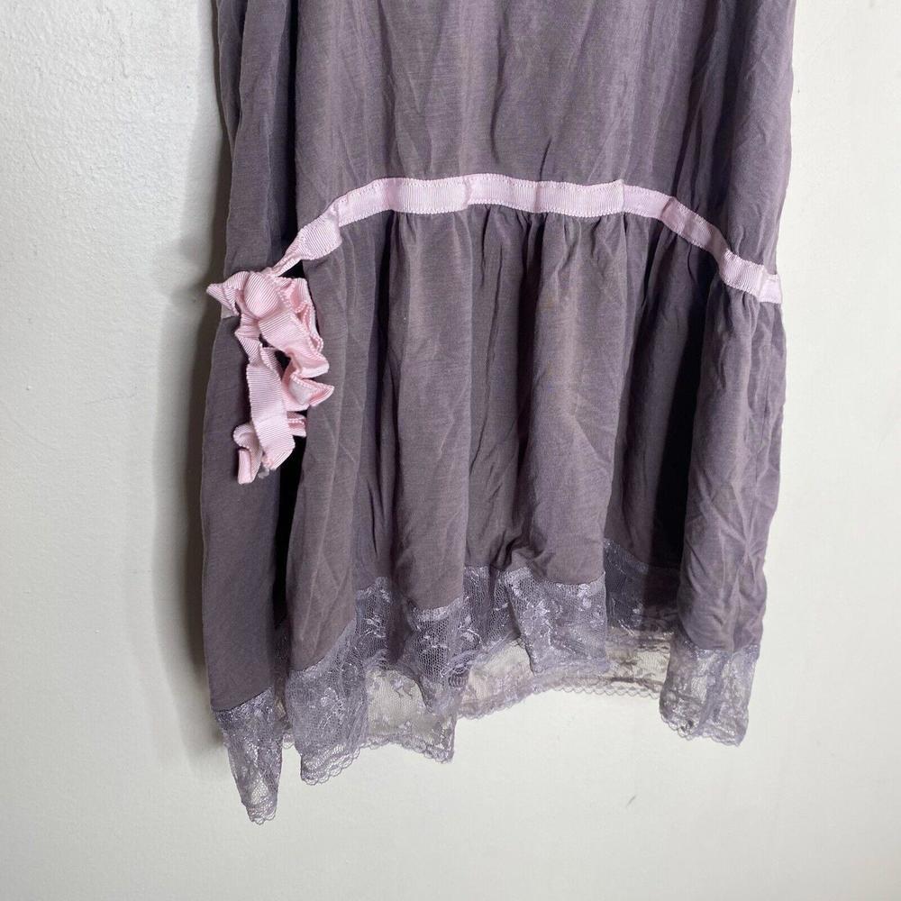 Victorias Secret Y2k Mauve Lace Pink Tie Mini Dress Lingerie Slip Size XS Ballet - Picture 11 of 12